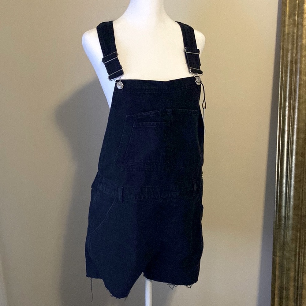 Topshop Overalls Distressed Black Shorts US Size 8